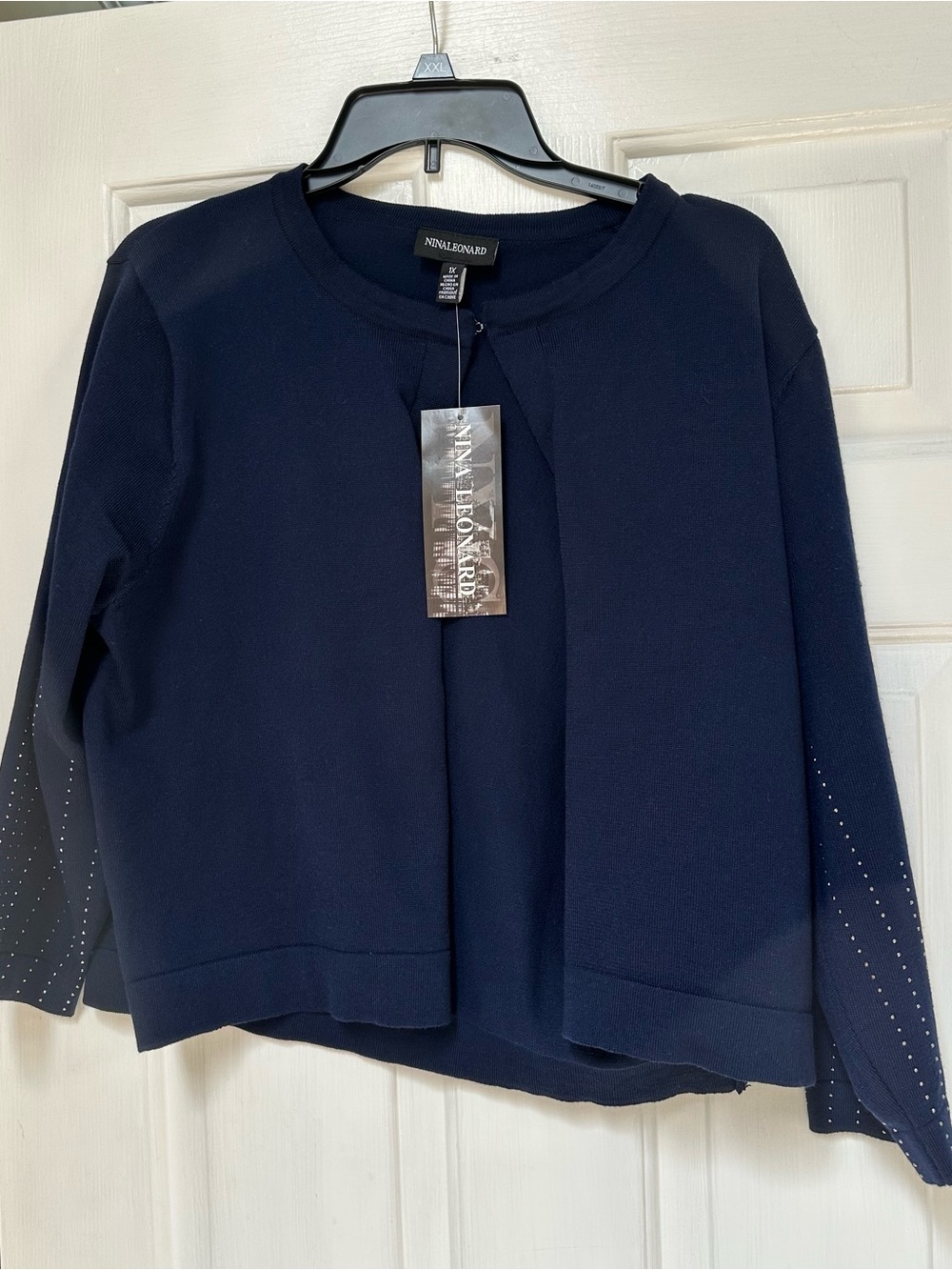 Navy Open-Front Women's Top